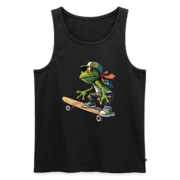 Frosch fährt Skateboard Frösche Kröte Amphibie - Männer Premium Bio Tank Top - Schwarz - Vorne - Michal (187cm)
