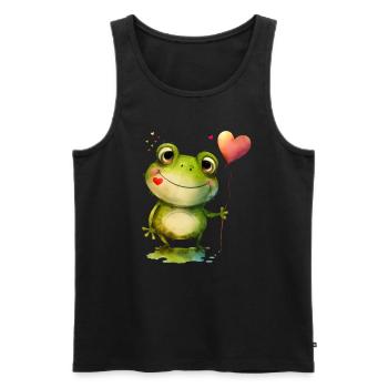 Frosch Frösche Kröte Liebe Valentienstag - Männer Premium Bio Tank Top - Schwarz - Vorne - Michal (187cm)