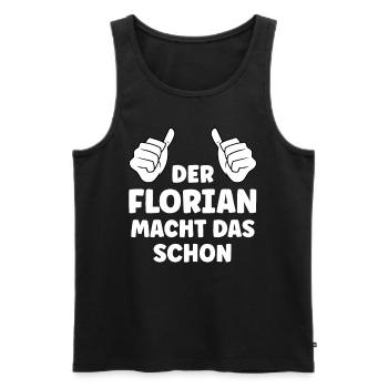 Florian Lustiger Spruch Vorname Name Florian - Männer Premium Bio Tank Top - Schwarz - Vorne - Michal (187cm)