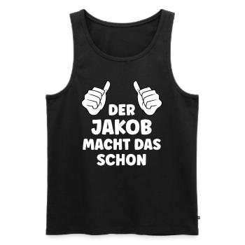 Jakob Lustiger Spruch Vorname Name Jakob - Männer Premium Bio Tank Top - Schwarz - Vorne - Michal (187cm)