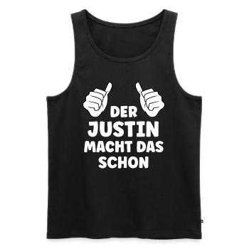 Justin Lustiger Spruch Vorname Name Justin - Männer Premium Bio Tank Top - Schwarz - Vorne - AI Model Male 178 light (178cm)