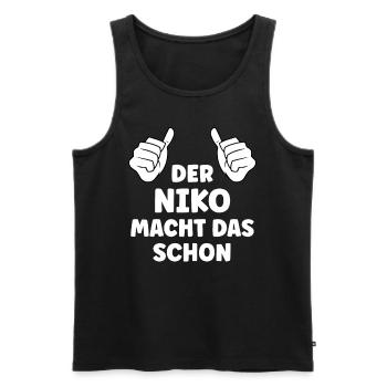 Niko Lustiger Spruch Vorname Name Niko - Männer Premium Bio Tank Top - Schwarz - Vorne - Michal (187cm)