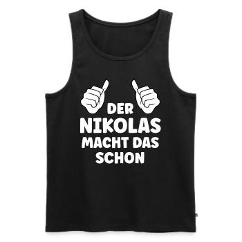 Nikolas Lustiger Spruch Vorname Name Nikolas - Männer Premium Bio Tank Top - Schwarz - Vorne - Michal (187cm)
