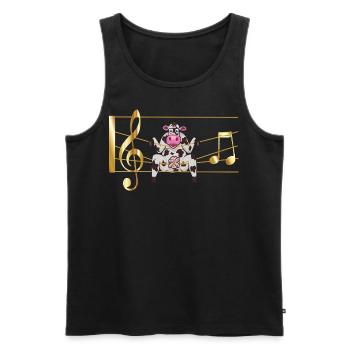 Die musikalische Kuh, golden in Noten - Männer Premium Bio Tank Top - Schwarz - Vorne - Michal (187cm)