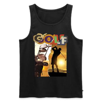 Golf Golf Golfer Sport Hobby Club Vintage - Men's Premium Organic Tank Top - black - Front - AI Model Male 178 light (178cm)