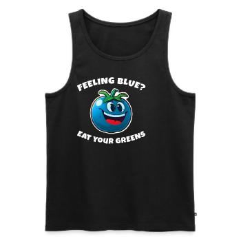 Tomate in blauer Farbe Feeling Blue Fun Vegetarier - Männer Premium Bio Tank Top - Schwarz - Vorne - AI Model Male 178 light (178cm)
