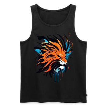 Lion's head, colored - Men's Premium Organic Tank Top - black - Front - Michal (187cm)