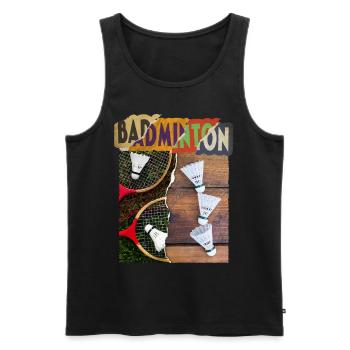 Badminton Badminton Joueur de raquette Vintage Rétro - Débardeur bio Premium Homme - noir - Devant - Michal (187cm)