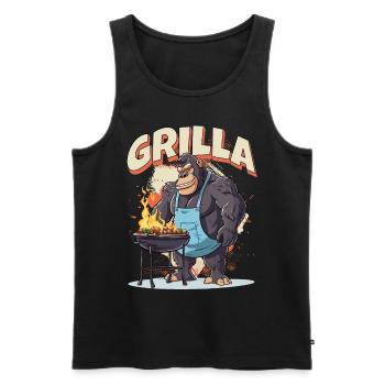 Grillen Grilla Griller Gorilla BBQ Spruch Lustig - Männer Premium Bio Tank Top - Schwarz - Vorne - Michal (187cm)