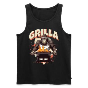 Grillen Grilla Griller Gorilla BBQ Spruch Lustig - Männer Premium Bio Tank Top - Schwarz - Vorne - Michal (187cm)