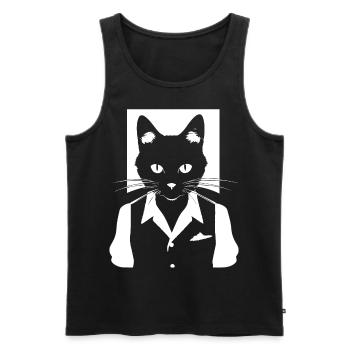 Funny Cat Silhouette Cheeky Fun Cats - Men's Premium Organic Tank Top - black - Front - AI Model Male 178 light (178cm)