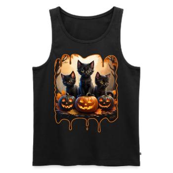 Three Halloween kittens - Men's Premium Organic Tank Top - black - Front - AI Model Male 178 light (178cm)