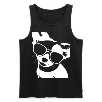 Lustiger Chihuahua mit Sonnenbrille Chihuahuas - Männer Premium Bio Tank Top - Schwarz - Vorne - Michal (187cm)