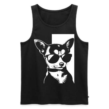 Lustiger Chihuahua mit Sonnenbrille Chihuahuas - Männer Premium Bio Tank Top - Schwarz - Vorne - Michal (187cm)