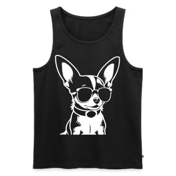 Lustiger Chihuahua mit Sonnenbrille Chihuahuas - Männer Premium Bio Tank Top - Schwarz - Vorne - Michal (187cm)