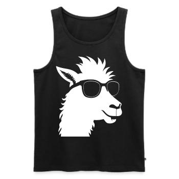 Lustiges Alpaka mit Sonnenbrille Coole Alpakas - Männer Premium Bio Tank Top - Schwarz - Vorne - Michal (187cm)