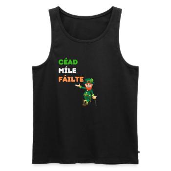 Irish Luck & Welcome Tee: Leprechaun Charm - Men's Premium Organic Tank Top - black - Front - Michal (187cm)