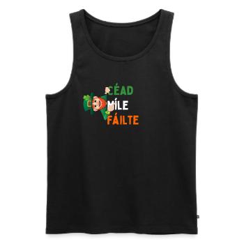 Irish Luck & Welcome Tee: Leprechaun & Shamrock - Men's Premium Organic Tank Top - black - Front - Michal (187cm)
