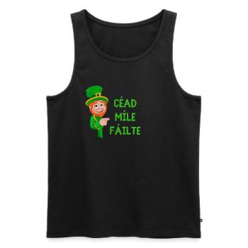 Irish Luck & Welcome Tee: Leprechaun & Shamrock - Men's Premium Organic Tank Top - black - Front - Michal (187cm)