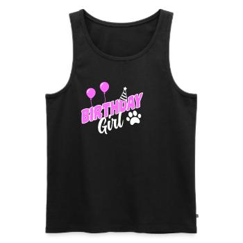Chiens Anniversaire Joyeux Anniversaire Fille Chien Rose - Débardeur bio Premium Homme - noir - Devant - AI Model Male 178 light (178cm)