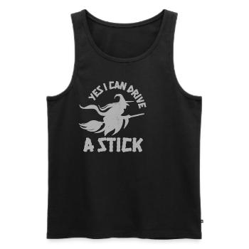 Yeah I Can Drive A Stick Funny Witch Pun - Men's Premium Organic Tank Top - black - Front - Michal (187cm)