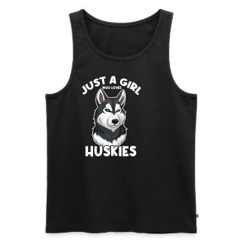 Nur ein Mädchen, das Huskys liebt - Männer Premium Bio Tank Top - Schwarz - Vorne - AI Model Male 178 light (178cm)