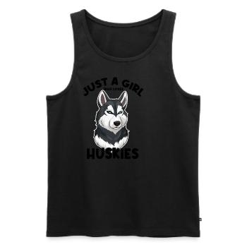 Nur ein Mädchen, das Huskys liebt - Männer Premium Bio Tank Top - Schwarz - Vorne - AI Model Male 178 light (178cm)