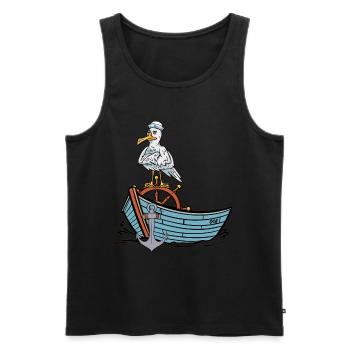 Mouette Sailor Bateau Maritime Sailor Ahoy - Débardeur bio Premium Homme - noir - Devant - AI Model Male 178 light (178cm)