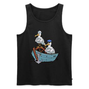 Seagulls, Seagull, Seafarers, Sailors, Travel Boat - Men's Premium Organic Tank Top - black - Front - AI Model Male 178 light (178cm)