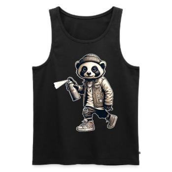 Panda Graffiti Bombe aérosol Street Art - Débardeur bio Premium Homme - noir - Devant - AI Model Male 178 light (178cm)