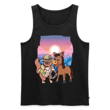Grim, Cat, Wild West, Cats, Rider, Rider - Men's Premium Organic Tank Top - black - Front - AI Model Male 178 light (178cm)