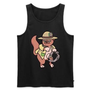 Chat Wild West Cowboy Ranch Lasso Hippie - Débardeur bio Premium Homme - noir - Devant - Michal (187cm)