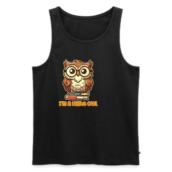 Ich bin eine Nachteule - Nerdy Owl - Männer Premium Bio Tank Top - Schwarz - Vorne - AI Model Male 178 light (178cm)