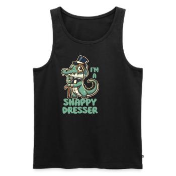 I'm a Snappy Dresser - Cute Crocodile Pun - Men's Premium Organic Tank Top - black - Front - AI Model Male 178 light (178cm)