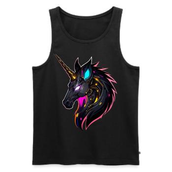 Einhorn, Einhornkopf - Männer Premium Bio Tank Top - Schwarz - Vorne - AI Model Male 178 light (178cm)