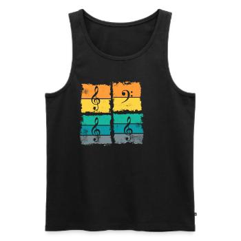 Bass Bassschlüssel Musiker Bassist Retro Vintage - Männer Premium Bio Tank Top - Schwarz - Vorne - AI Model Male 178 light (178cm)