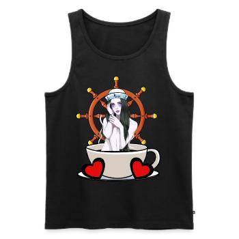 Maritim Steuerrad Steuermann Seefahrt Matrose Moin - Männer Premium Bio Tank Top - Schwarz - Vorne - Michal (187cm)