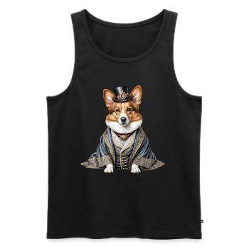 Aristokrat Corgi - Männer Premium Bio Tank Top - Schwarz - Vorne - AI Model Male 178 light (178cm)