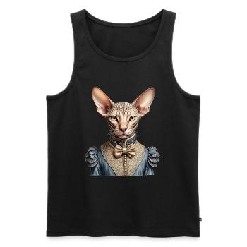 Chat sphynx victorien - Débardeur bio Premium Homme - noir - Devant - Michal (187cm)
