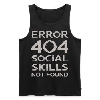 "Error 404 Social Skills Not Found" Funny Quote - Men's Premium Organic Tank Top - black - Front - AI Model Male 178 light (178cm)