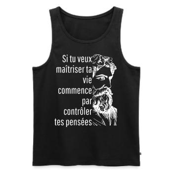 commence par contrôler tes pensées - Débardeur bio Premium Homme - noir - Devant - Michal (187cm)