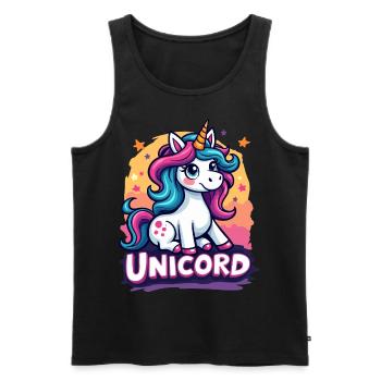 Unicord - Licorne mignonne avec une touche amusante - Débardeur bio Premium Homme - noir - Devant - AI Model Male 178 light (178cm)