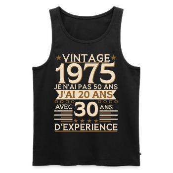 vintage 1975 expérience - Débardeur bio Premium Homme - noir - Devant - Michal (187cm)