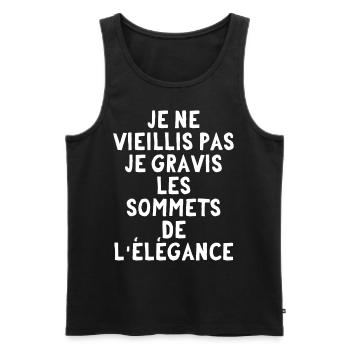 Je ne vieilli pas, je gravis les sommets - Débardeur bio Premium Homme - noir - Devant - Michal (187cm)