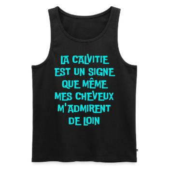 la calvitie est un signe - Débardeur bio Premium Homme - noir - Devant - AI Model Male 178 light (178cm)