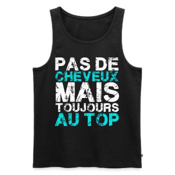 pas de cheveux mais toujours au top. - Débardeur bio Premium Homme - noir - Devant - AI Model Male 178 light (178cm)