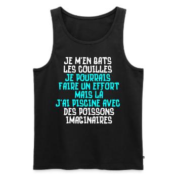 je m'en bats les couilles, piscine poissons - Débardeur bio Premium Homme - noir - Devant - AI Model Male 178 light (178cm)