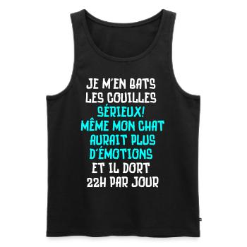 je m'en bats les couilles même mon chat - Débardeur bio Premium Homme - noir - Devant - Michal (187cm)
