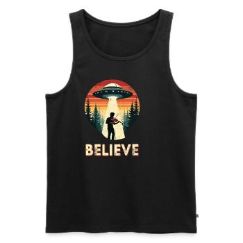 Viola Viola Violin Alien UFO Believe Retro - Men's Premium Organic Tank Top - black - Front - Michal (187cm)