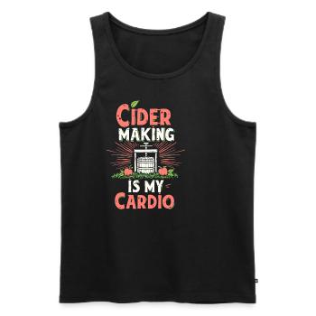 La fabrication du cidre est mon cidre cardio drôle - Débardeur bio Premium Homme - noir - Devant - Michal (187cm)